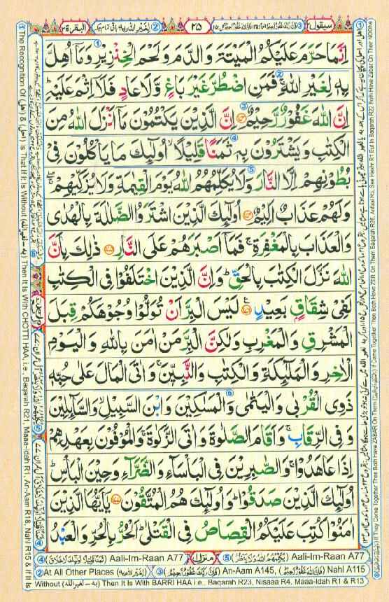 Surah Baqarah Page 23 in color coded with tajweed