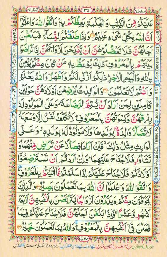 Surah Baqarah Page 33 in color coded with tajweed