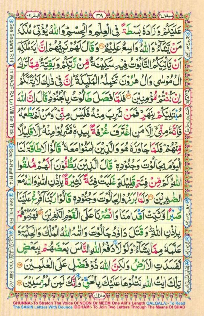 Surah Baqarah Page 36 in color coded with tajweed