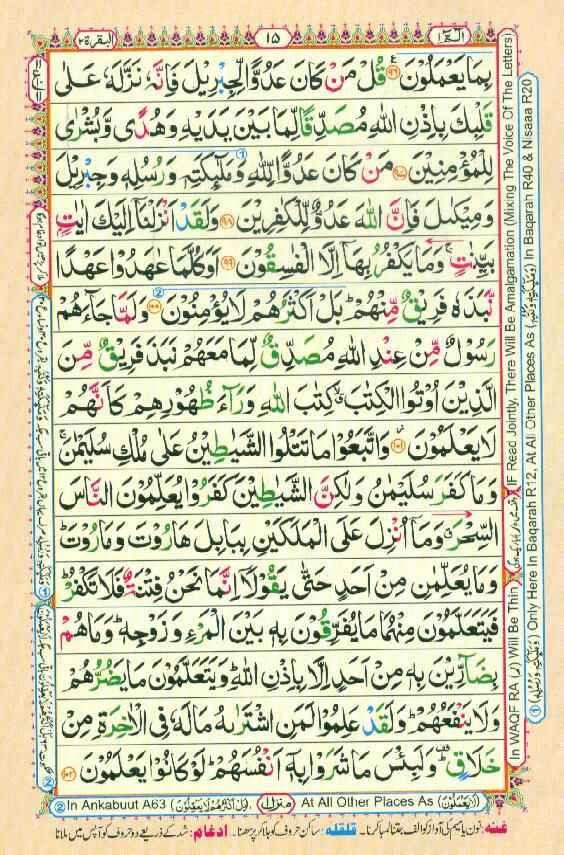 Surah Baqarah Page 13 in color coded with tajweed