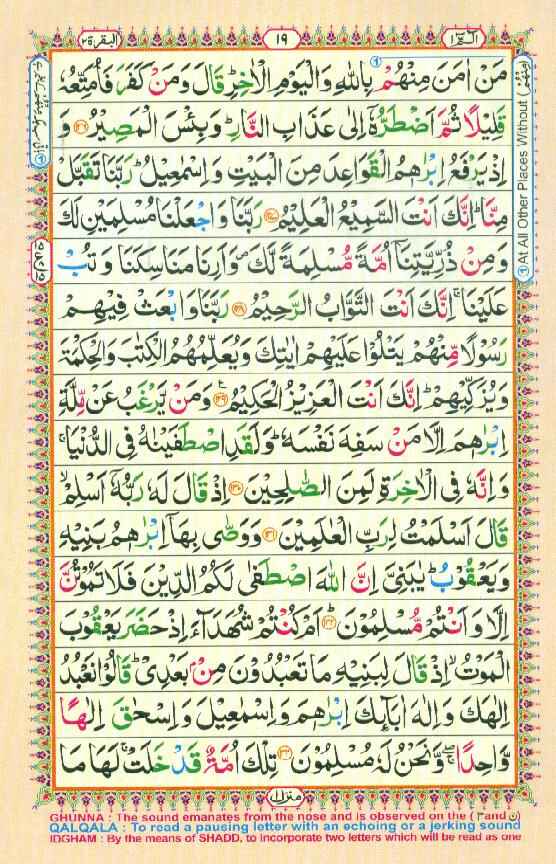 Surah Baqarah Page 17 in color coded with tajweed