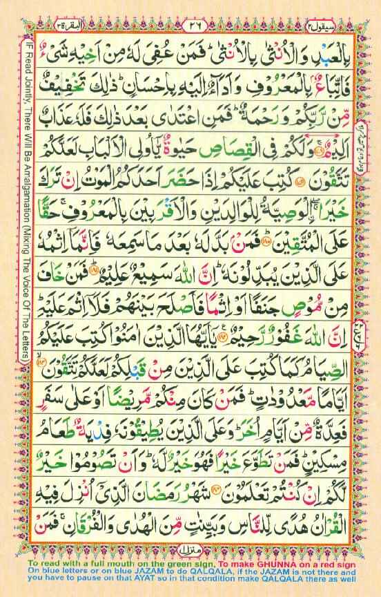 Surah Baqarah Page 24 in color coded with tajweed