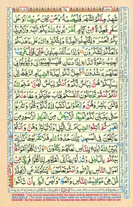 Surah Baqarah Page 25 in color coded with tajweed